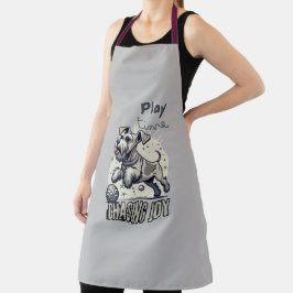 Speeltijd voor puppy: Grey Dog's Ball-Chasing Fun Schort