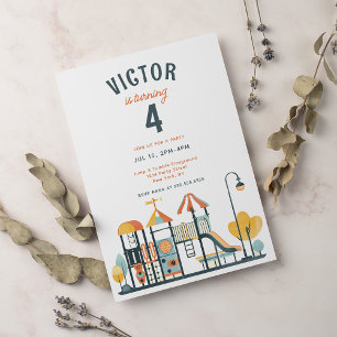 Speeltuin Kids Verjaardagsfeestuitnodiging Kaart