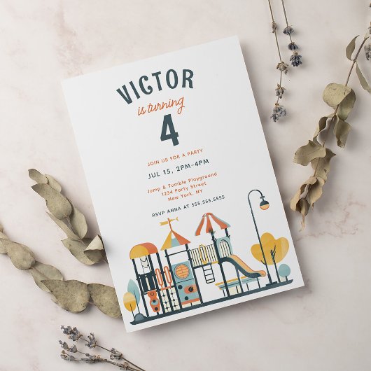 Speeltuin Kids Verjaardagsfeestuitnodiging Kaart