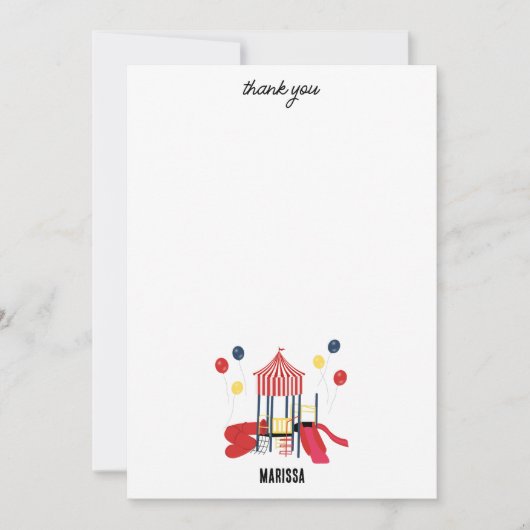 Speeltuin Kinder Jongens Meisjes Verjaardag Aangep Bedankkaart (Voorkant)