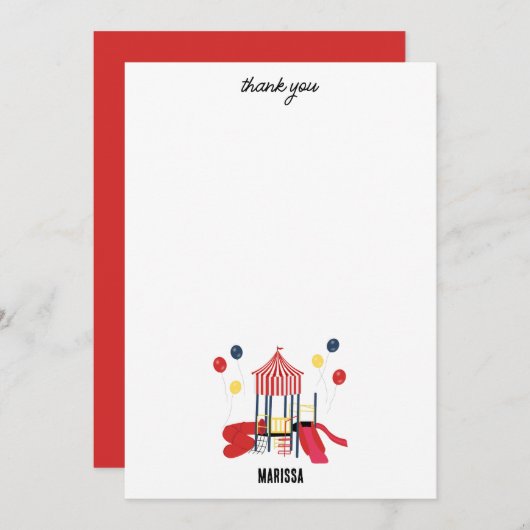 Speeltuin Kinder Jongens Meisjes Verjaardag Aangep Bedankkaart (Voorkant / Achterkant)