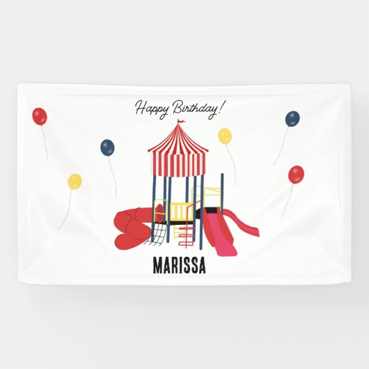 Speeltuin Kinder Jongens Meisjes Verjaardag Aangep Spandoek (Horizontaal)