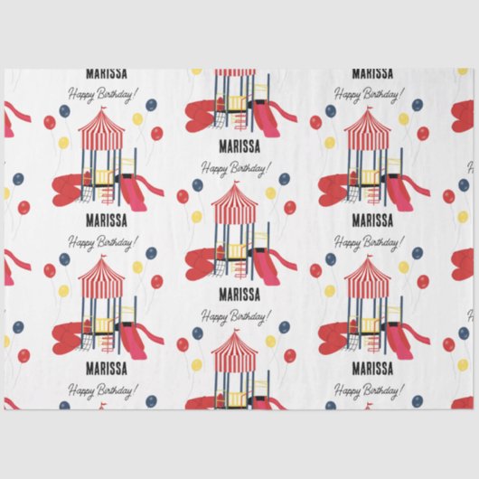 Speeltuin Kinder Jongens Meisjes Verjaardag Aangep Tissuepapier (Voorkant)