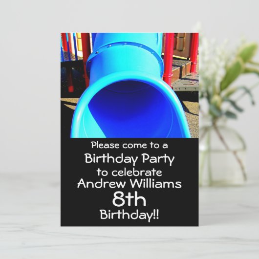 Speeltuin of Park Verjaardagsfeestje Uitnodiging (Staand voorkant)