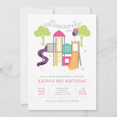 Speeltuin Park Meisje Verjaardag Uitnodiging (Voorkant)