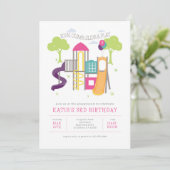 Speeltuin Park Meisje Verjaardag Uitnodiging (Staand voorkant)