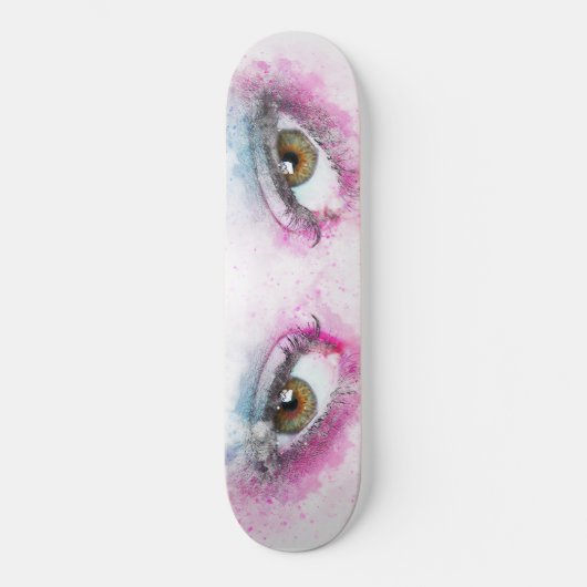 Speeltuin Skateboarder Lady Eye Wimpergezicht Persoonlijk Skateboard (Voorkant)