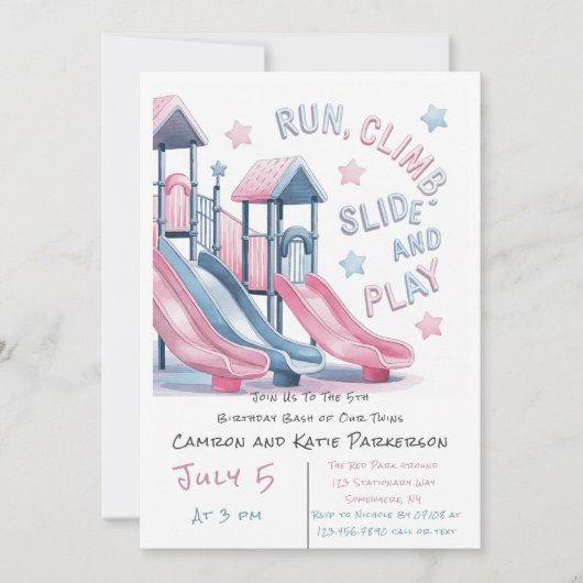 Speeltuin Slide Super Leuke Verjaardag Bash Welkom Kaart (Voorkant)