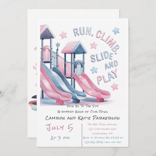 Speeltuin Slide Super Leuke Verjaardag Bash Welkom Kaart (Voorkant / Achterkant)