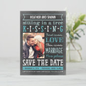 Speeltuin Song Save the Date Kaart - Turquoise (Staand voorkant)