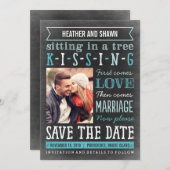 Speeltuin Song Save the Date Kaart - Turquoise (Voorkant / Achterkant)