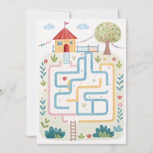 Speeltuin Verjaardag Bewerkbare Kinder partij Kaart (Achterkant)