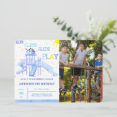 Speeltuin Verjaardag Foto Uitnodiging (Staand voorkant)