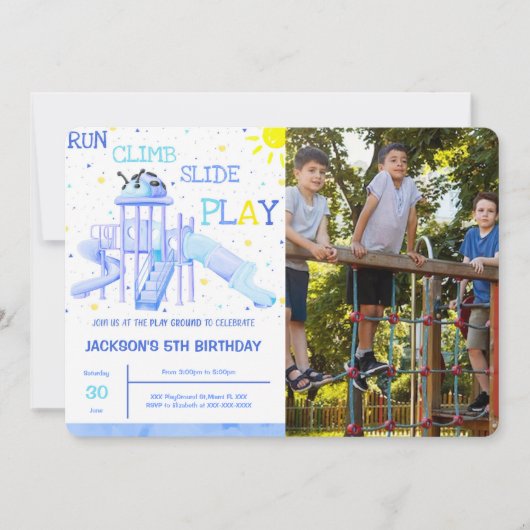 Speeltuin Verjaardag Foto Uitnodiging (Voorkant)