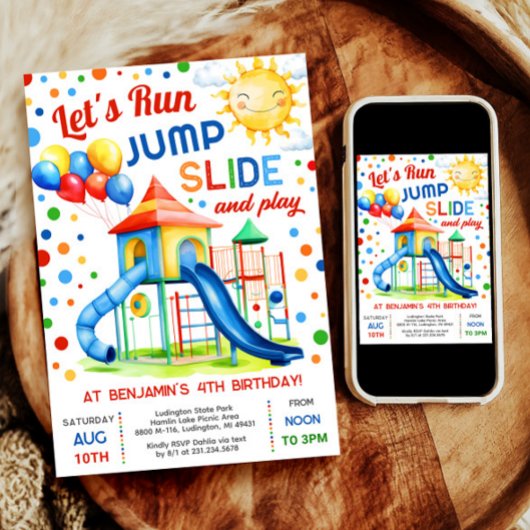 Speeltuin Verjaardag - Run Jump Slide Play Kaart