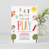 Speeltuin Verjaardag Uitnodigen Party In The Park  Kaart (Staand voorkant)