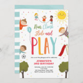 Speeltuin Verjaardag Uitnodigen Party In The Park  Kaart (Voorkant / Achterkant)