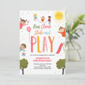 Speeltuin Verjaardag Uitnodigen Party In The Park Kaart (Staand voorkant)