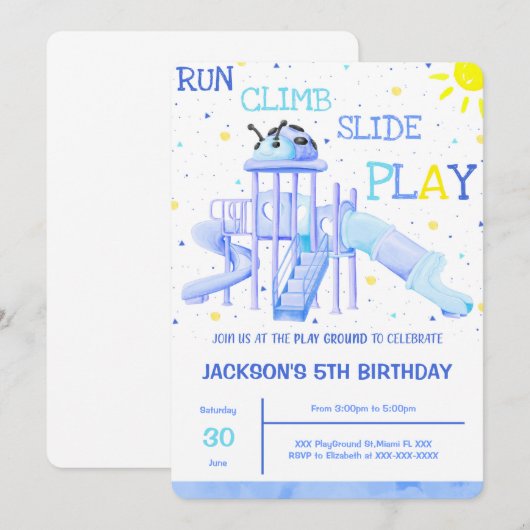 Speeltuin Verjaardag Uitnodiging (Voorkant / Achterkant)