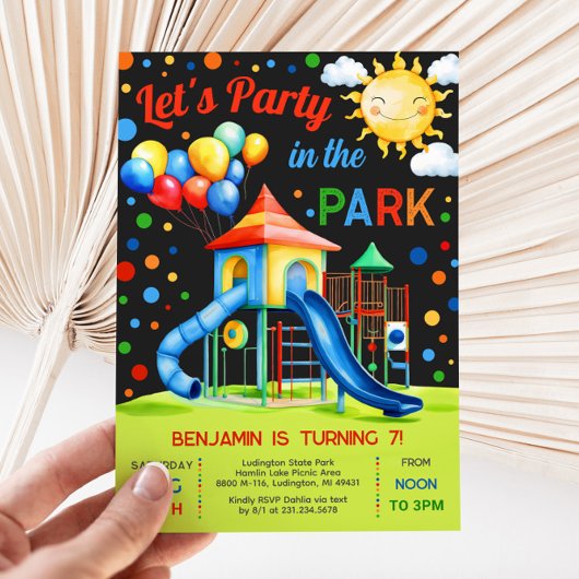 Speeltuin Verjaardag Uitnodiging - Feest in het Pa