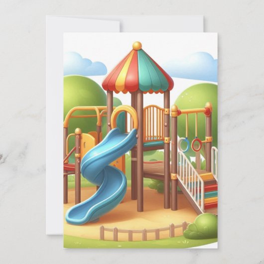 Speeltuin Verjaardag Uitnodiging, Park Party Kaart (Achterkant)