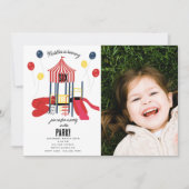 Speeltuin Verjaardagsfeest in het Kinder Park Foto Kaart (Voorkant)