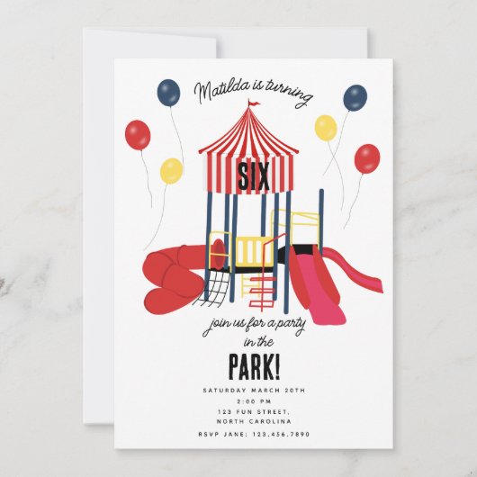 Speeltuin Verjaardagsfeest in het Kinder Park Kaart (Voorkant)