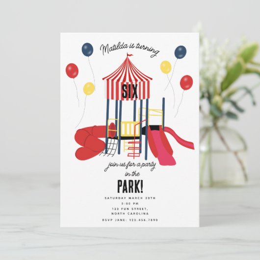 Speeltuin Verjaardagsfeest in het Kinder Park Kaart (Staand voorkant)