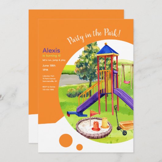 Speeltuin Verjaardagsfeest Kaart (Voorkant / Achterkant)