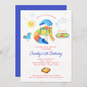 Speeltuin Verjaardagsfeestuitnodiging - Park Party Kaart (Voorkant / Achterkant)