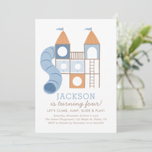 Speeltuinfeest in het Park Boy Birthday Kaart (Staand voorkant)