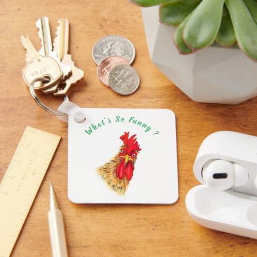 Speelvolle Sleutelhanger Funny Rooster - Wat is er (Bureau)