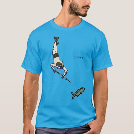 Speervissen Freediving Diver met Speargun & Fish T-shirt (Voorkant)