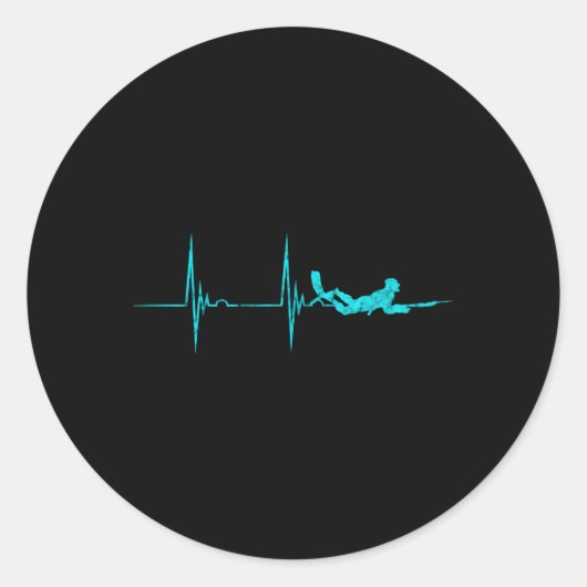 Speervissen Hebeat EKG Pulse Dive Spearfisher Hun Ronde Sticker (Voorkant)