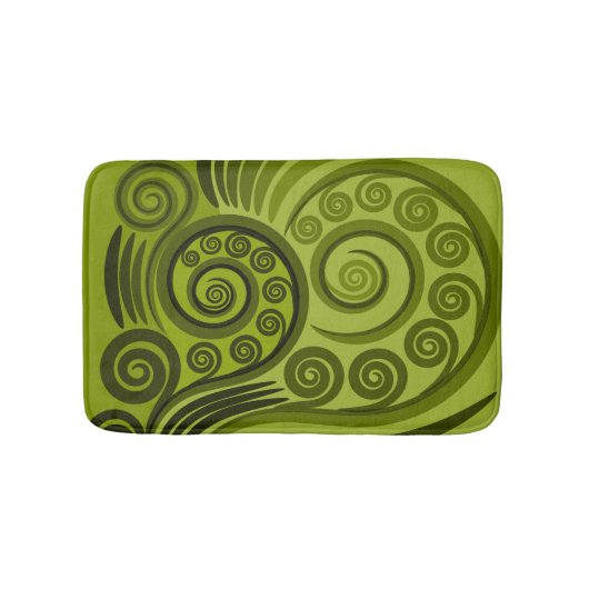 Speful Green Fern Frond Swirl Badmat (Voorkant)