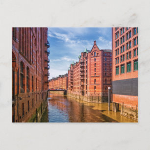 Speicherstadt Warehouses, Hamburg, Duitsland Briefkaart
