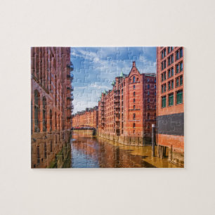 Speicherstadt Warehouses, Hamburg, Duitsland Legpuzzel