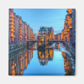 Speicherstadt Warehouses, Hamburg, Duitsland Magneet (Voorkant)