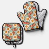 Spek en eieren ovenwant & pannenlap set (Voorkant / Achterkant)