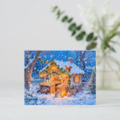 Spekhuisje in de sneeuw briefkaart (Staand voorkant)