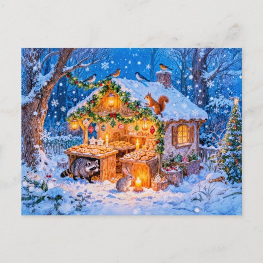 Spekhuisje in de sneeuw briefkaart (Voorkant)