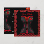 Spektaculair kantkorsetfeest met rode korsetten kaart (Voorkant / Achterkant)