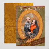 Spektaculaire herfst trouwfoto save the date (Voorkant / Achterkant)