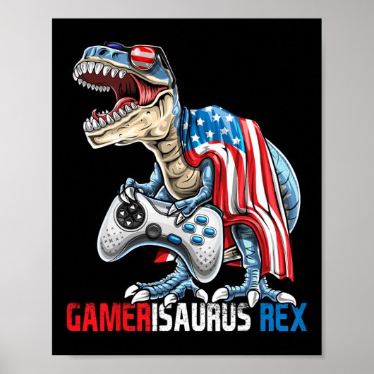 Spel 4 juli T Rex Dinosaurus Amerisaurus Rex Bo Poster (Voorkant)