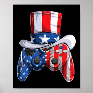 Spel 4th van juli Controller Amerikaanse vlag Kind Poster