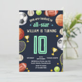 spel blauw kinder jongens Sport 10e Verjaardag Kaart (Staand voorkant)