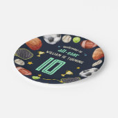 spel blauw kinder jongens Sport 10e Verjaardag Papieren Bordje (Gekanteld)