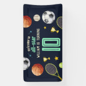 spel blauw kinder jongens Sport 10e Verjaardag Spandoek (Verticaal)