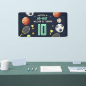 spel blauw kinder jongens Sport 10e Verjaardag Spandoek (Beurs)