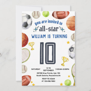 spel blauw kinder jongens Sport 9e Verjaardag Invi Kaart